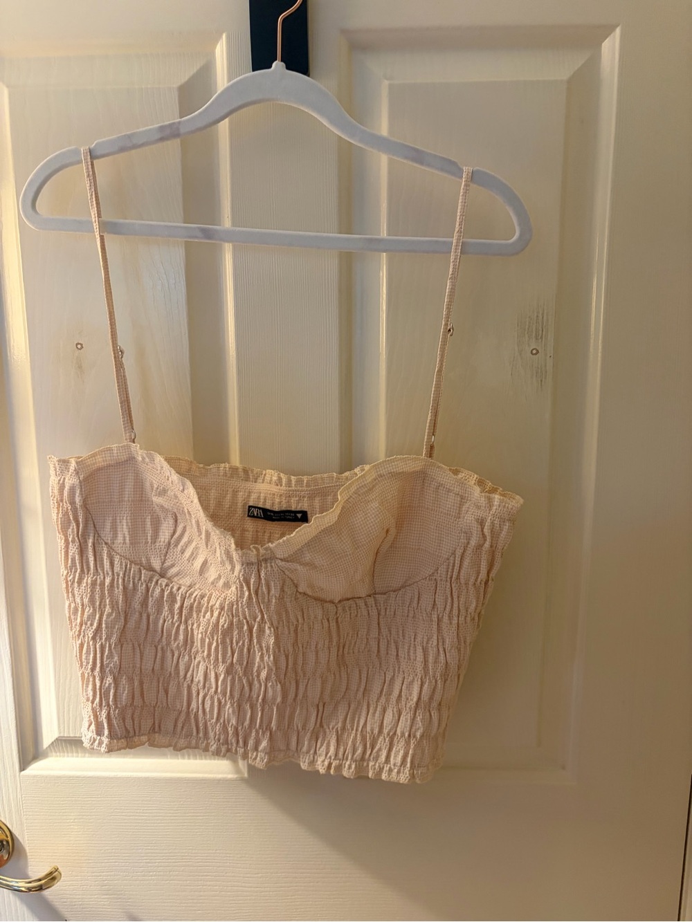 ZARA Cream Smocked Bustier Cami